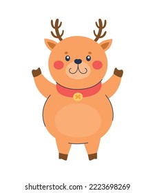 cute reindeer christmas character icon