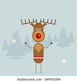 Cute Reindeer Christmas Character. Christmas vector illustration
