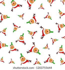 cute reindeer christmas characters pattern