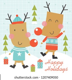cute reindeer christmas greeting card
