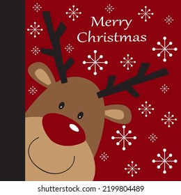 Cute reindeer For Christmas Greeting Card