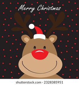 Cute Reindeer For Christmas Greeting Card