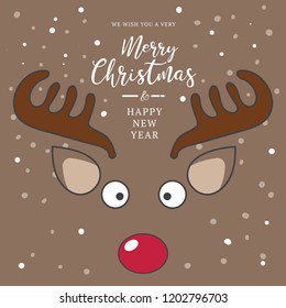 Cute reindeer christmas hoilday with hand drawn lettering