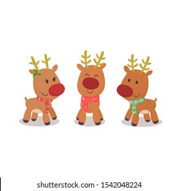 Cute reindeer in christmas on white background vector