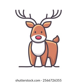 Cute reindeer. Deer animal vector illustration in a flat style.