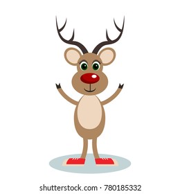 Cute reindeer design. Flat deer on white background. Vector illustration
