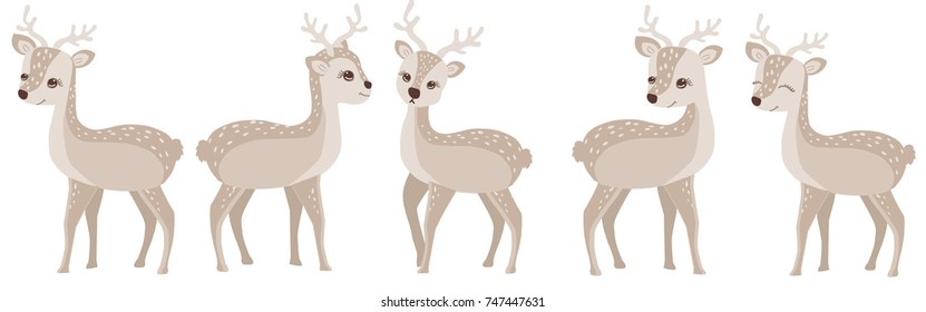 cute reindeer in a different position set