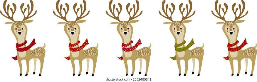 Cute reindeer, doe, deer and moose for winter and Christmas 