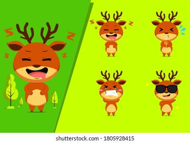 Cute reindeer emoticon character set #3