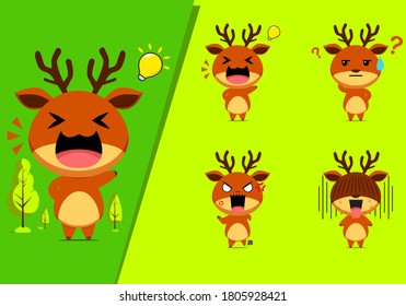 Cute reindeer emoticon character set #2