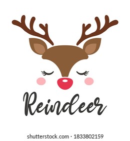 Cute reindeer face For decorating costumes and gifts for children in Christmas parties.