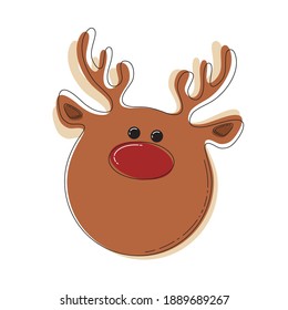 Cute reindeer face - isolated vector illustration