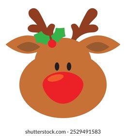 Cute reindeer  face vector cartoon illustration