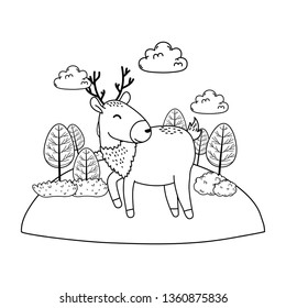 cute reindeer in the field woodland character