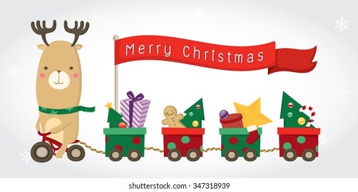 Cute Reindeer with a lot of gift on Christmas!!