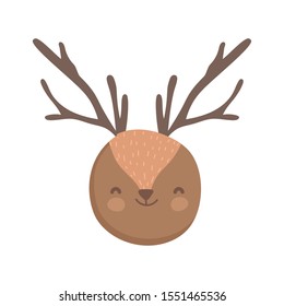 cute reindeer head cartoon animal vector illustration