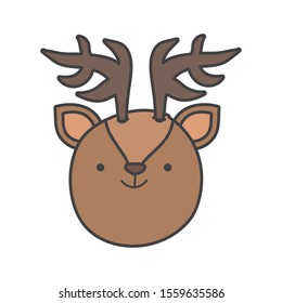 cute reindeer head cartoon animal vector illustration