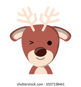 Cute reindeer icon over white background, colorful design. vector illustration