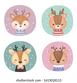 cute reindeer illustration, baby shower decoration, animals clipart.