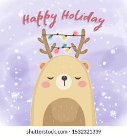cute reindeer illustration for christmas decoration