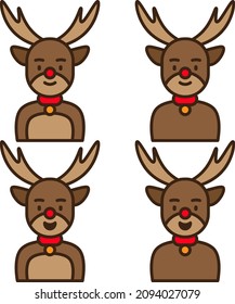 Cute Reindeer Illustration Pack - Suitable for sticker, emoticon, children book, design assets, and christmas decoration