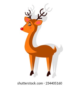 cute reindeer illustration red nose
