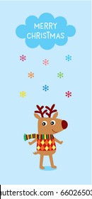 cute reindeer merry christmas greeting vector