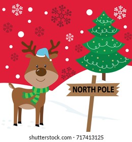 Cute Reindeer in north pole
