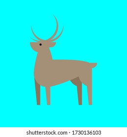 Cute Reindeer on Blue Background, Suitable for Child Education, scrapbook Decoration, and Sticker.