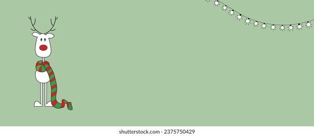 Cute reindeer on a blue background. Christmas background, banner, or card.