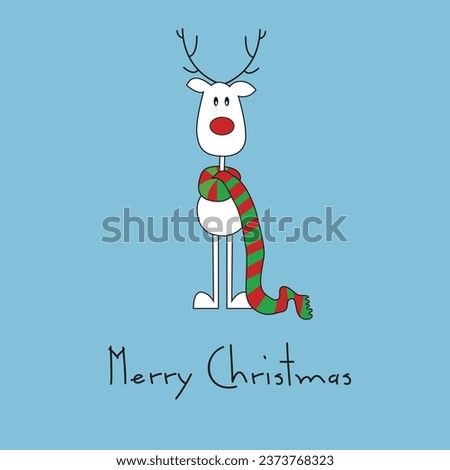 Cute reindeer on a blue background. Christmas background, banner, or card.