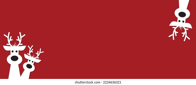 Cute reindeer on a red background. Christmas background, banner ,or card.