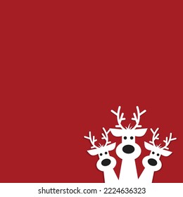 Cute reindeer on a red background. Christmas background, banner ,or card.