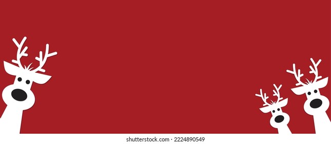 Cute reindeer on a red background. Christmas background, banner ,or card.