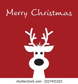 Cute reindeer on a red background. Christmas background, banner ,or card.