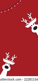 Cute reindeer on a red background. Christmas background, banner ,or card.
