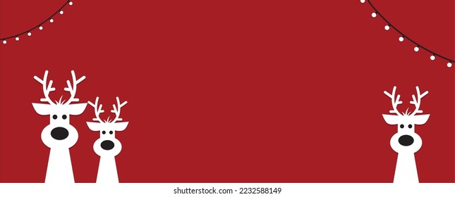 Cute reindeer on a red background. Christmas background, banner ,or card.