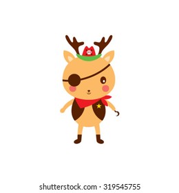 cute reindeer pirate vector