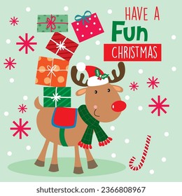 Cute Reindeer with Presents vector image