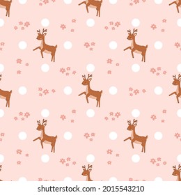 Cute reindeer repeat pattern. perfect for Children's fabric pattern design. Cute children decoration.