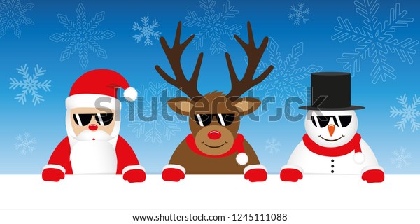 Cute Reindeer Santa Claus Snowman Cartoon Stock Vector (Royalty Free ...