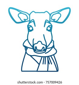 Cute reindeer with scarf cartoon