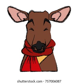 Cute reindeer with scarf  icon