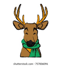 Cute reindeer with scarf  icon