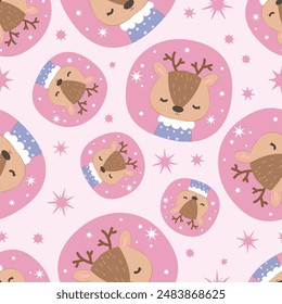 Cute Reindeer Seamless Pattern for fabric