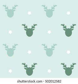 cute reindeer silhouette seamless vector pattern background illustration