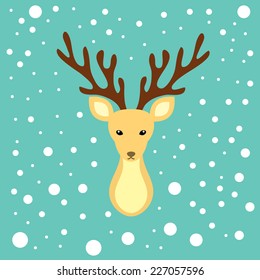 Cute Reindeer with snow backgrounds for Christmas's Day