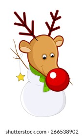 Cute Reindeer Snowman Character with Star