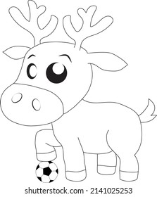 Cute Reindeer Vector, Reindeer Outline Illustration,