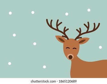 Cute reindeer winter background. Christmas vector illustration.